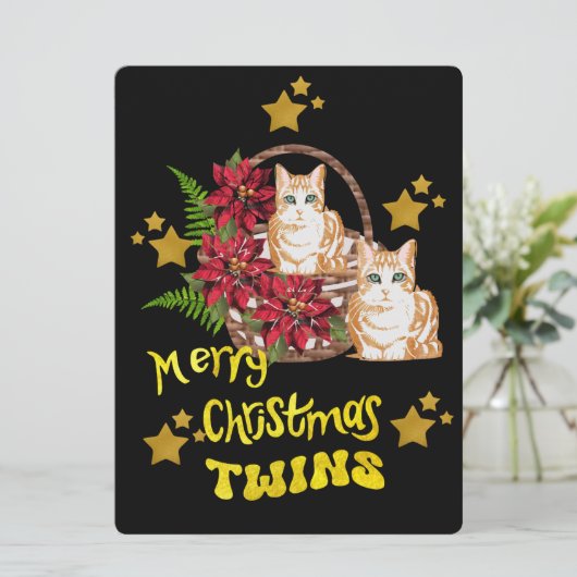 Merry Christmas Twins Feestdagenkaart (Staand voorkant)
