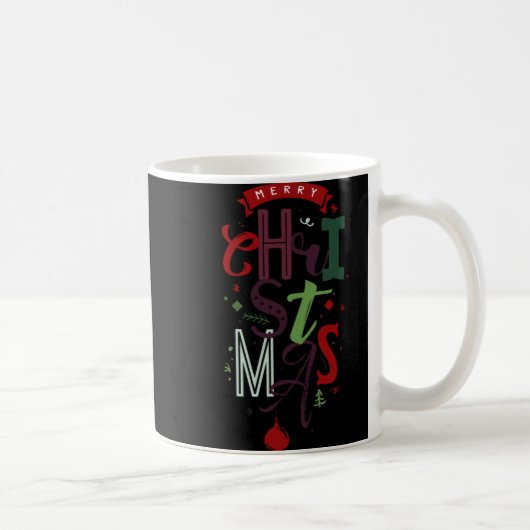 Merry Christmas Tygraphy Lettering Colorful T Shir Koffiemok (Rechts)
