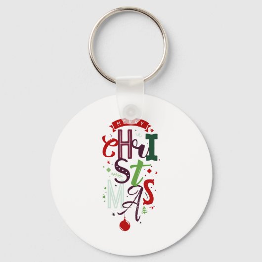 Merry Christmas Tygraphy Lettering Colorful T Shir Sleutelhanger (Voorkant)