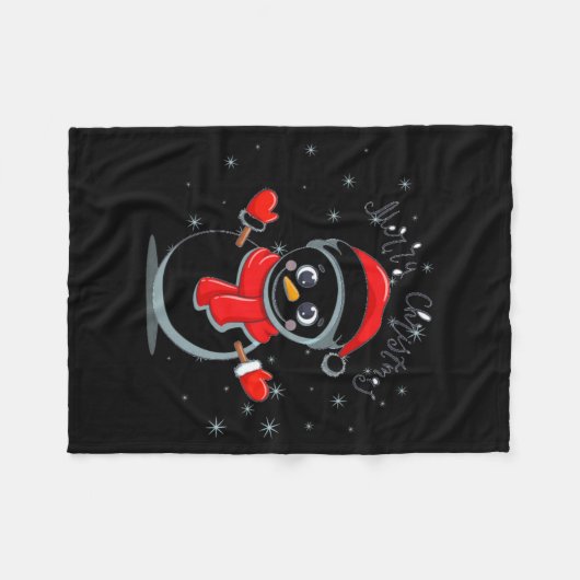 Merry Christmas Tygraphy Snowman Holiday  Fleece Deken (Voorkant (Horizontaal))