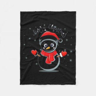 Merry Christmas Tygraphy Snowman Holiday  Fleece Deken