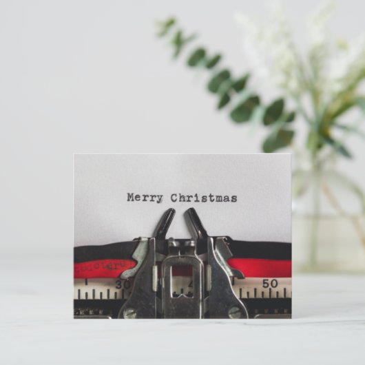 Merry Christmas  Typewriter gepersonaliseerd Briefkaart (Staand voorkant)
