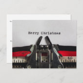 Merry Christmas  Typewriter gepersonaliseerd Briefkaart (Voorkant / Achterkant)