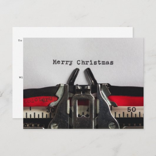 Merry Christmas  Typewriter gepersonaliseerd Briefkaart (Voorkant / Achterkant)