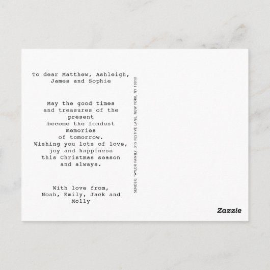 Merry Christmas  Typewriter gepersonaliseerd Briefkaart (Achterkant)