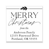 Merry Christmas Typografie Naam Retouradres Zelfinktende Stempel (Design)