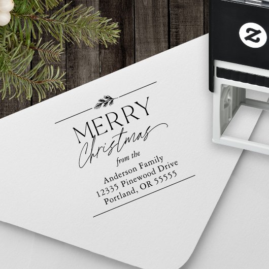 Merry Christmas Typografie Naam Retouradres Zelfinktende Stempel