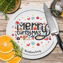 MERRY CHRISTMAS Typografie Snijplank