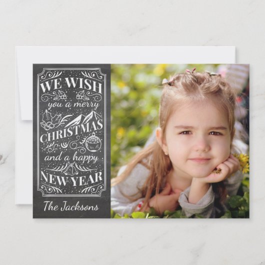 Merry Christmas  Typografie Vakantie Foto Feestdagenkaart (Voorkant)