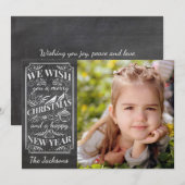 Merry Christmas  Typografie Vakantie Foto Feestdagenkaart (Voorkant / Achterkant)