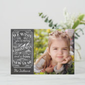 Merry Christmas  Typografie Vakantie Foto Feestdagenkaart (Staand voorkant)