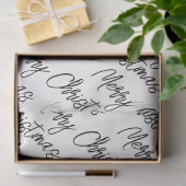 MERRY CHRISTMAS Typografie Zwart Wit Modern Fun Tissuepapier (Geschenk)