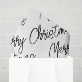 MERRY CHRISTMAS Typografie Zwart Wit Modern Fun Tissuepapier