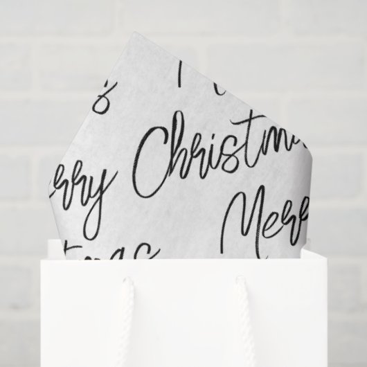 MERRY CHRISTMAS Typografie Zwart Wit Modern Fun Tissuepapier (Cadeauzakje)