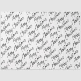 MERRY CHRISTMAS Typografie Zwart Wit Modern Fun Tissuepapier