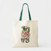 Merry Christmas Typography Canvas Tote Bag (Voorkant)