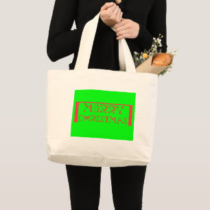 Merry Christmas Typography Design: een feestelijke Grote Tote Bag