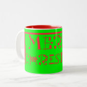 Merry Christmas Typography Design: een feestelijke Tweekleurige Koffiemok (Voorkant links)
