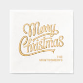 Merry Christmas Typography Foil Stamped Napkins Folie Servetten (Voorkant)