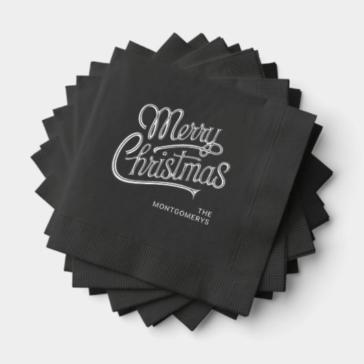 Merry Christmas Typography Foil Stamped Napkins Folie Servetten (Insitu (Gestapeld))