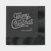 Merry Christmas Typography Foil Stamped Napkins Folie Servetten (Voorkant)