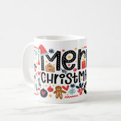 MERRY CHRISTMAS Typography Holiday Koffiemok (Voorkant links)