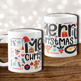 MERRY CHRISTMAS Typography Holiday Koffiemok