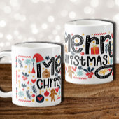MERRY CHRISTMAS Typography Holiday Koffiemok