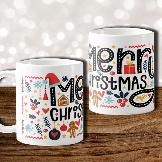 MERRY CHRISTMAS Typography Holiday Koffiemok