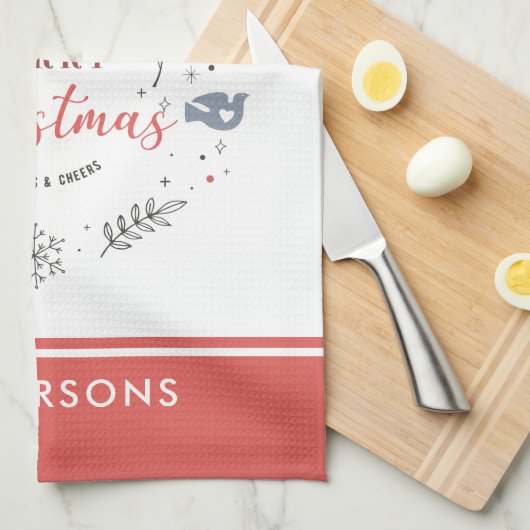 Merry Christmas Typography Ornament Theedoek (Quarter Fold)