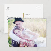 Merry Christmas Typography Photo Overlay Briefkaar Feestdagenkaart (Voorkant / Achterkant)