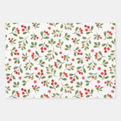 Merry Christmas Typography Red Berries Foliage Inpakpapier Vel (Voorkant 3)