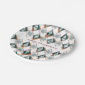 Merry Christmas Typography Red Green Snowflakes Papieren Bordje (Gekanteld)