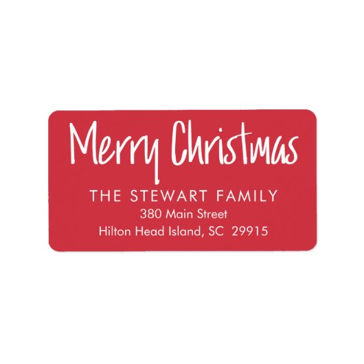 Merry Christmas Typography Retouradres | Red Etiket (Voorkant)