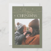 Merry Christmas Typography Sage Green Photo Feestdagenkaart (Voorkant)