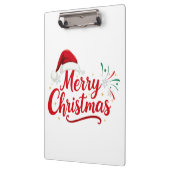 Merry Christmas Typography with Santa Hat and Snow Klembord (Links)