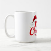 Merry Christmas Typography with Santa Hat and Snow Koffiemok (Links)