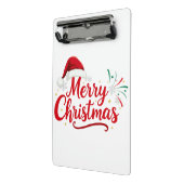 Merry Christmas Typography with Santa Hat and Snow Mini Klembord (Angled2)