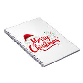 Merry Christmas Typography with Santa Hat and Snow Notitieboek (Rechterzijde)