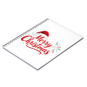 Merry Christmas Typography with Santa Hat and Snow Notitieboek (Linkerzijde)