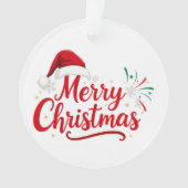 Merry Christmas Typography with Santa Hat and Snow Ornament (voorkant)