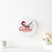 Merry Christmas Typography with Santa Hat and Snow Ronde Klok (Huis)
