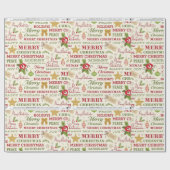 Merry Christmas Typography Wrapping Paper Cadeaupapier (Vlak)