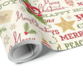Merry Christmas Typography Wrapping Paper Cadeaupapier (Rol Hoek)