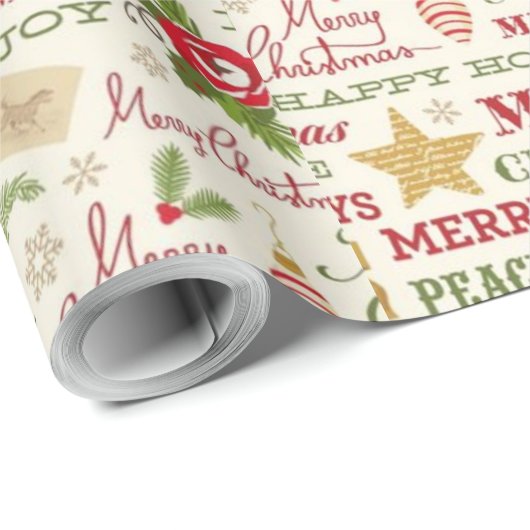 Merry Christmas Typography Wrapping Paper Cadeaupapier (Rol Hoek)
