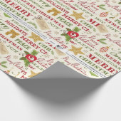 Merry Christmas Typography Wrapping Paper Cadeaupapier (Hoek)