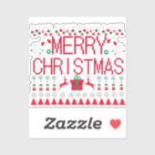 Merry Christmas Ugly Sweater Knit Pattern Sticker (Vel)