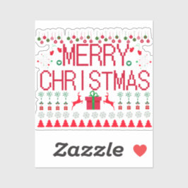 Merry Christmas Ugly Sweater Knit Pattern Sticker