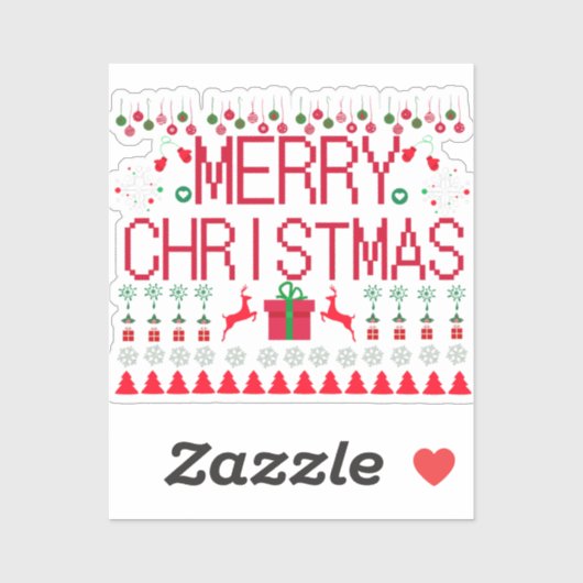 Merry Christmas Ugly Sweater Knit Pattern Sticker (Vel)