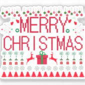 Merry Christmas Ugly Sweater Knit Pattern Sticker (Voorkant)